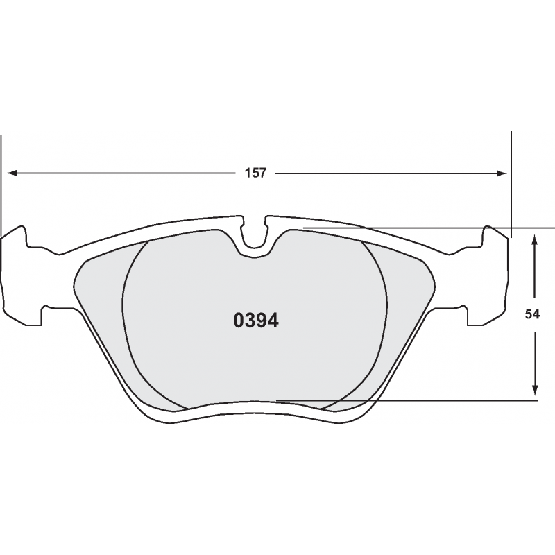 Endurance compound with less wear. Race brake pads - Alfa Romeo, BMW,
Jaguar, Saab + Vauxhall
front pad